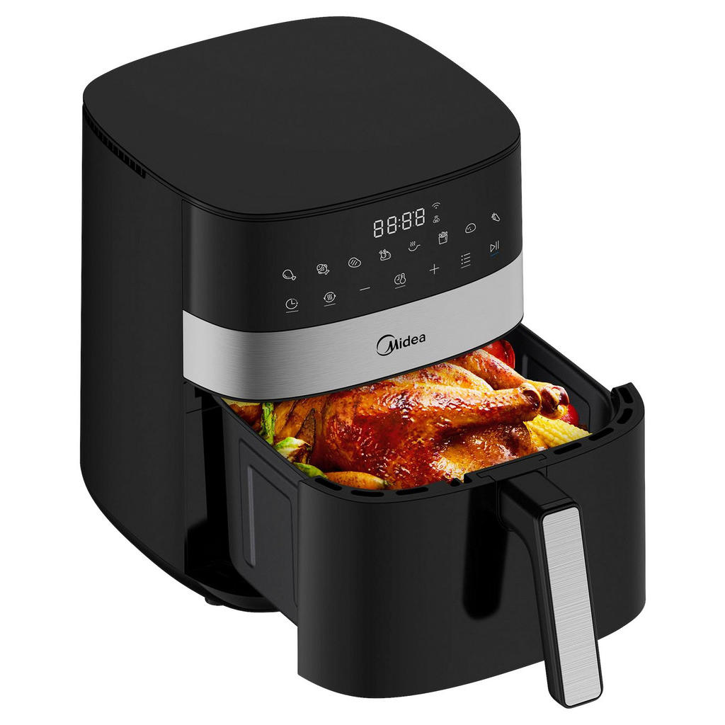 Thumbnail - Midea HEIßLUFTFRITTEUSE Airfryer Mf-Cn65E2, Schwarz, Silber, Kunststoff, 6.3 L, 38.7x30.0x27.1 cm, Display, Überhitzungs...
