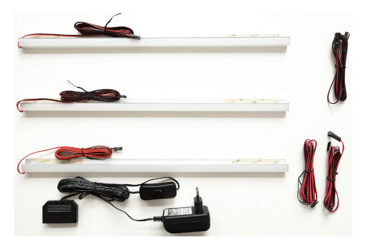 BELYSNING FÖR GLASHYLLA I SET - vit/svart, Design, metall/plast (30/1cm) - MID.YOU