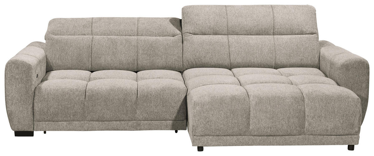 ECKSOFA Mikrofaser Sandfarben  - Sandfarben/Schwarz, Basics, Kunststoff/Textil (297/170cm) - Livetastic