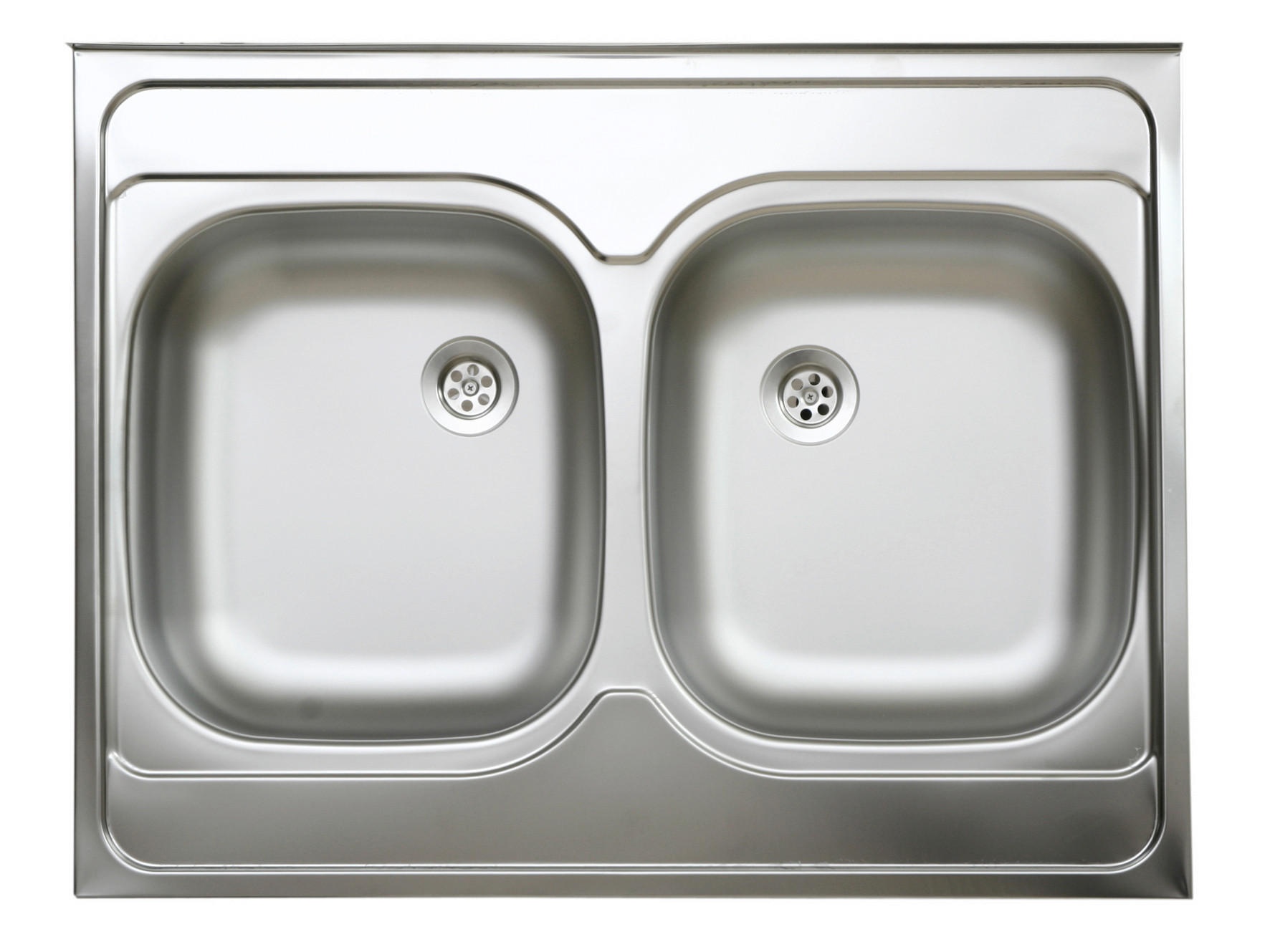 Teletetős kétmedencés mosogató - nemesacélszínű, Basics, fém (80/60/13.5cm)