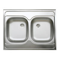Teletetős kétmedencés mosogató - nemesacélszínű, Basics, fém (80/60/13.5cm)