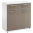 KOMMODE Taupe, Weiß - Taupe/Chromfarben, Design, Glas/Holzwerkstoff (84/87/39cm) KOMMODE Taupe, Weiß - Taupe/Chromfarben, Design, Glas/Holzwerkstoff (84/87/39cm)