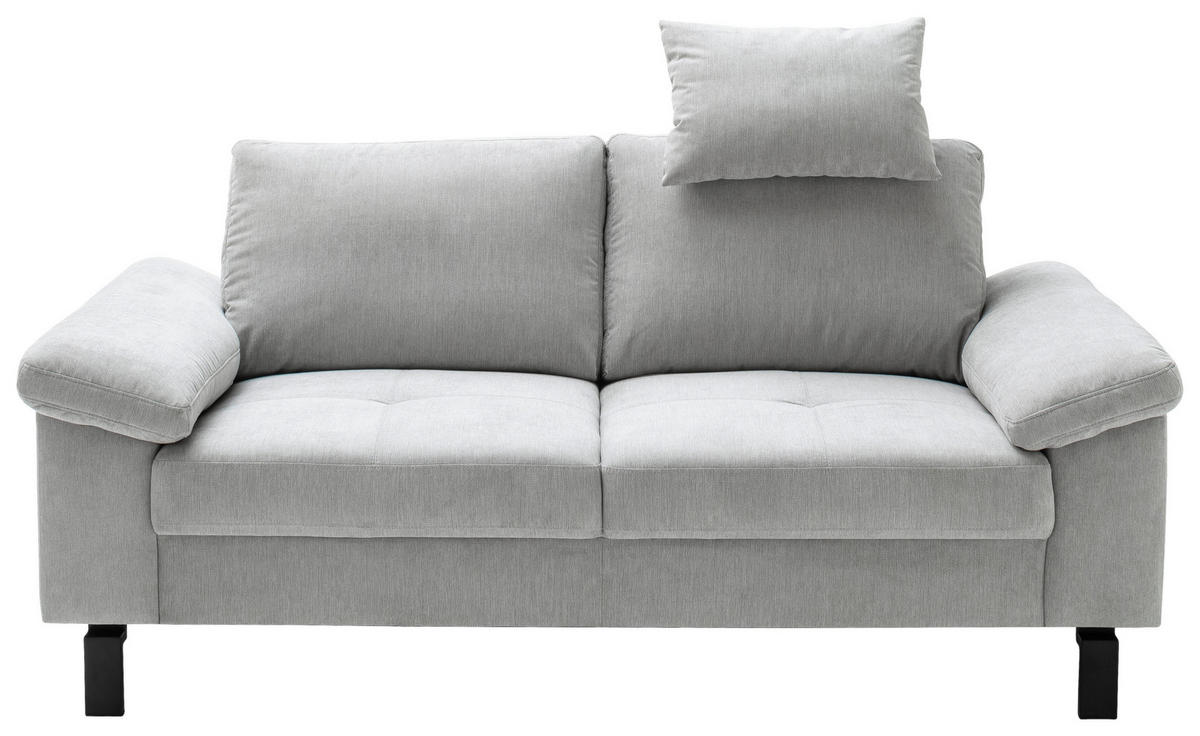 2-SITZER-SOFA Velours Silberfarben  - Silberfarben/Schwarz, Design, Textil/Metall (186/86/97cm) - Pure Home Lifestyle