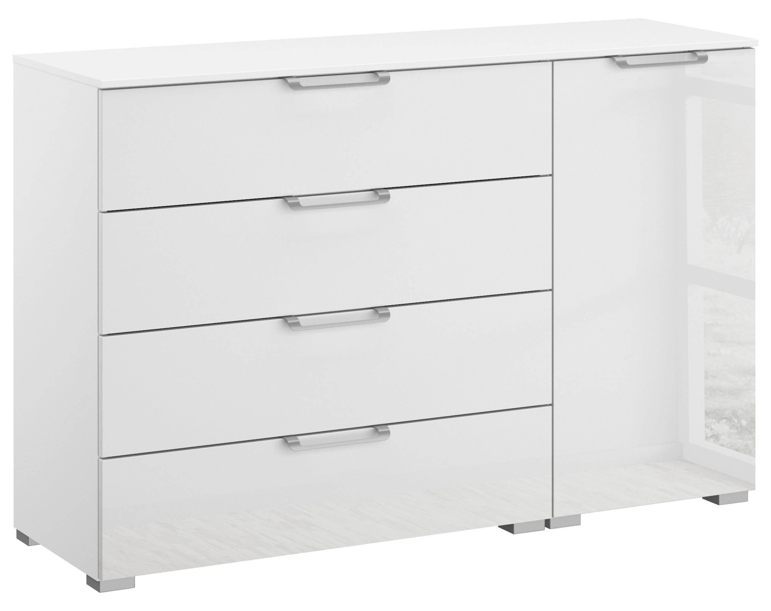 SIDEBOARD 120/81/42 cm  in Klar, Weiss  - Klar/Weiss, Design, Glas/Holzwerkstoff (120/81/42cm) - Novel