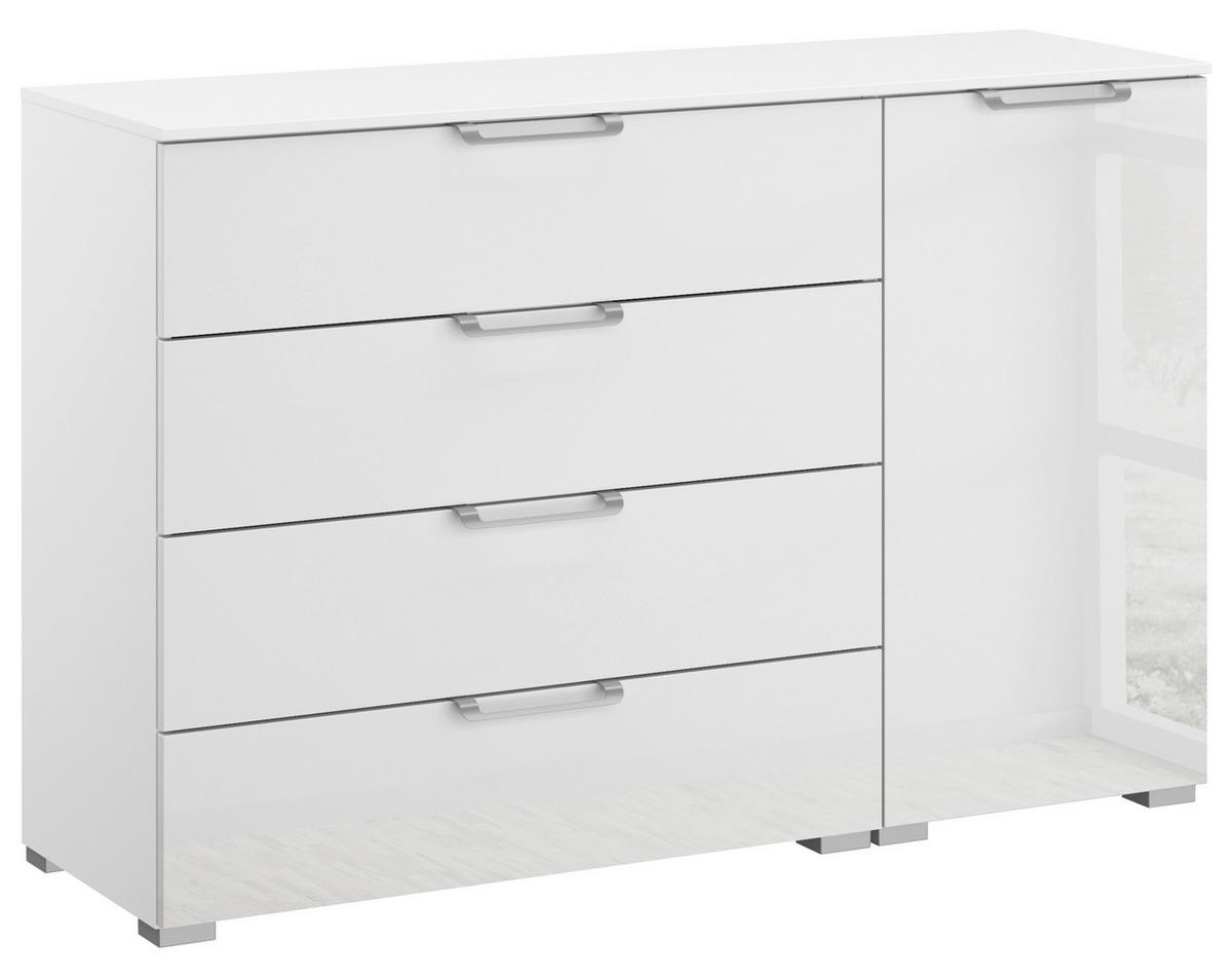 SIDEBOARD 120/81/42 cm Klar, Weiss  - Klar/Weiss, Design, Glas/Holzwerkstoff (120/81/42cm) - Novel