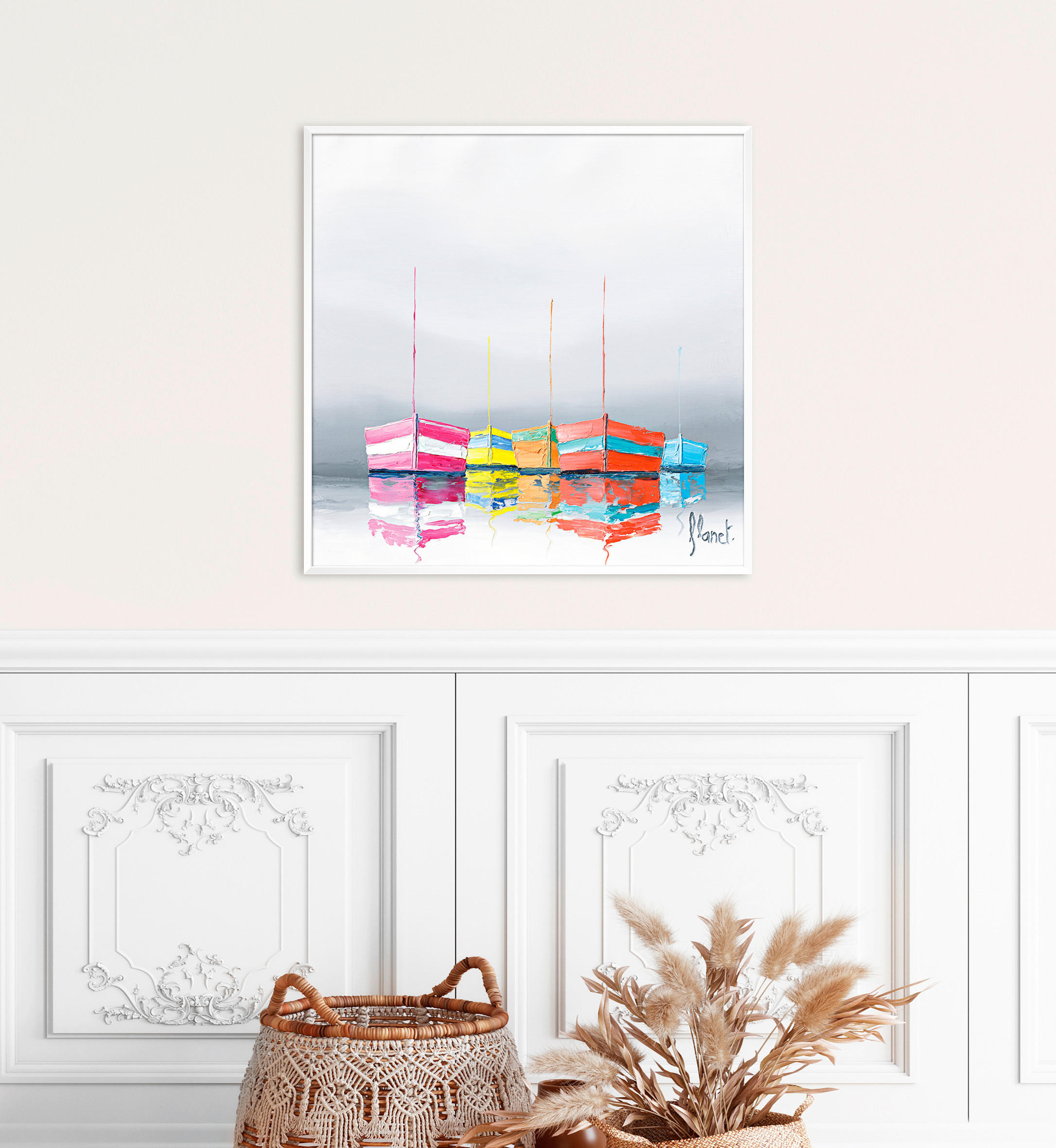KUNSTDRUCK Strand & Meer 50/50 cm  - Blau/Pink, Basics, Papier (50/50cm) - Monee