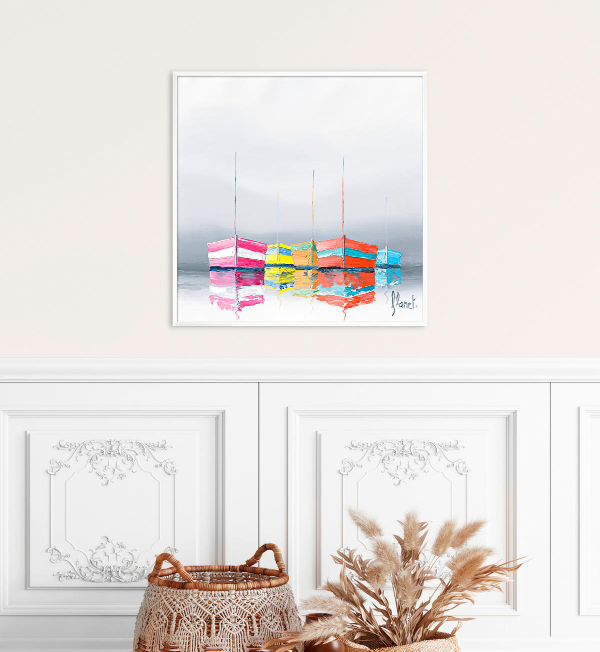 KUNSTDRUCK Strand & Meer 50/50 cm  - Blau/Pink, Basics, Papier (50/50cm) - Monee