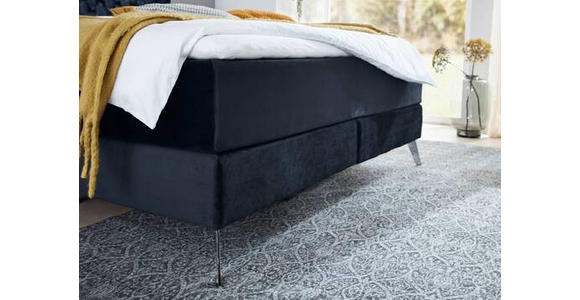 BOXSPRINGBETT 160/200 cm  in Dunkelblau  - Chromfarben/Dunkelblau, Design, Textil/Metall (160/200cm) - Xora