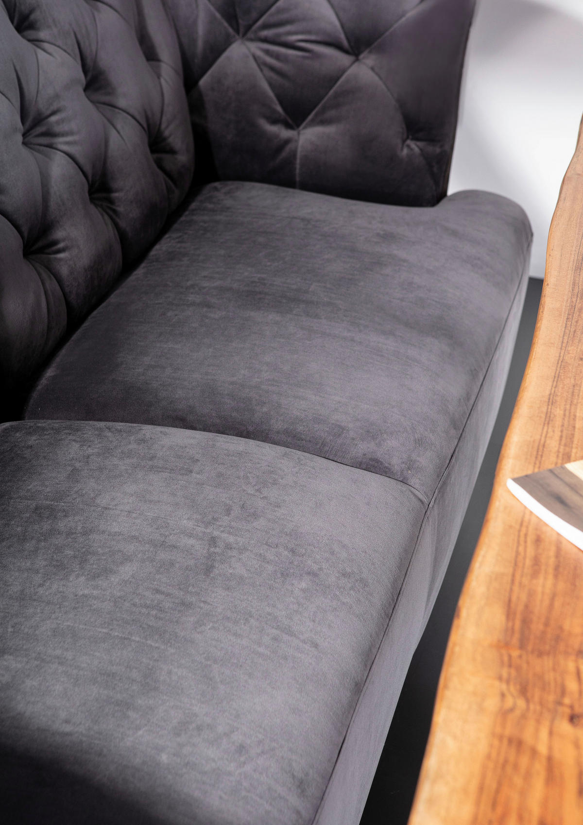 2,5-SITS SOFFA i flatväv mörkgrå  - mörkgrå/svart, Klassisk, trä/textil (190/83/70cm) - Livetastic