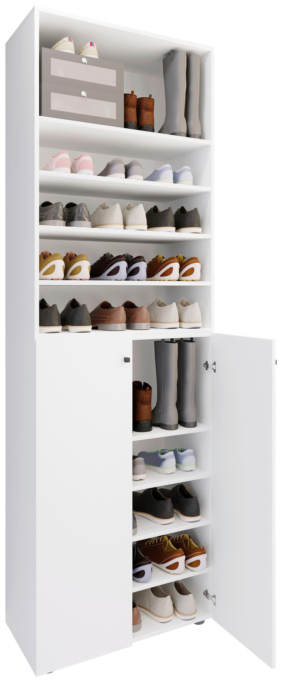 SKOSKÅP Lona  i 70/220/40 cm  - vit/silver, Design, trämaterial/plast (70/220/40cm) - MID.YOU