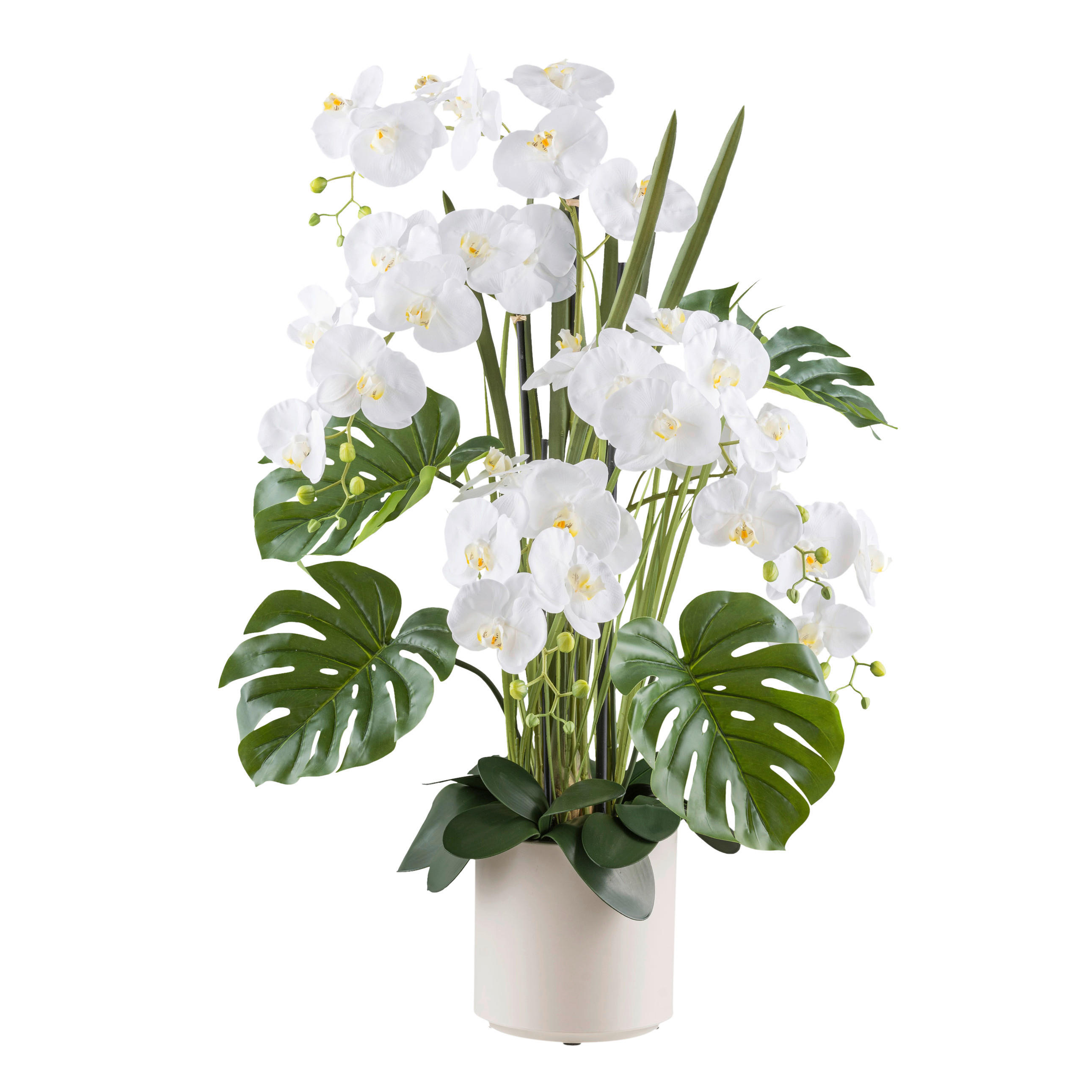 KUNSTPFLANZE Orchidee 110 cm  - Creme/Weiß, Design, Kunststoff (110cm) - P & B