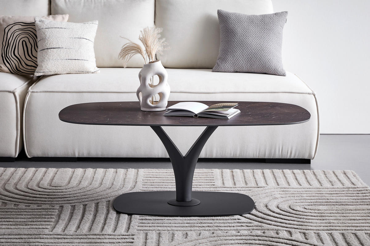 COUCHTISCH 115/70/42 cm Anthrazit, Dunkelbraun  - Anthrazit/Dunkelbraun, Design, Keramik/Metall (115/70/42cm) - Dieter Knoll