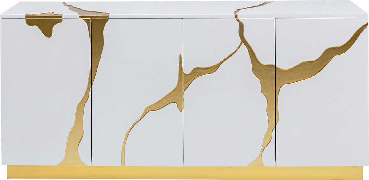 SIDEBOARD  in 165/80/46 cm  - Goldfarben/Weiß, Design, Holzwerkstoff/Metall (165/80/46cm) - Kare-Design