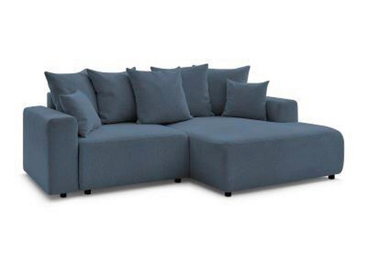 ECKSOFA Ottomane rechts  ATILLA Blau Flachgewebe  - Blau/Schwarz, MODERN, Kunststoff/Textil (244/149cm)
