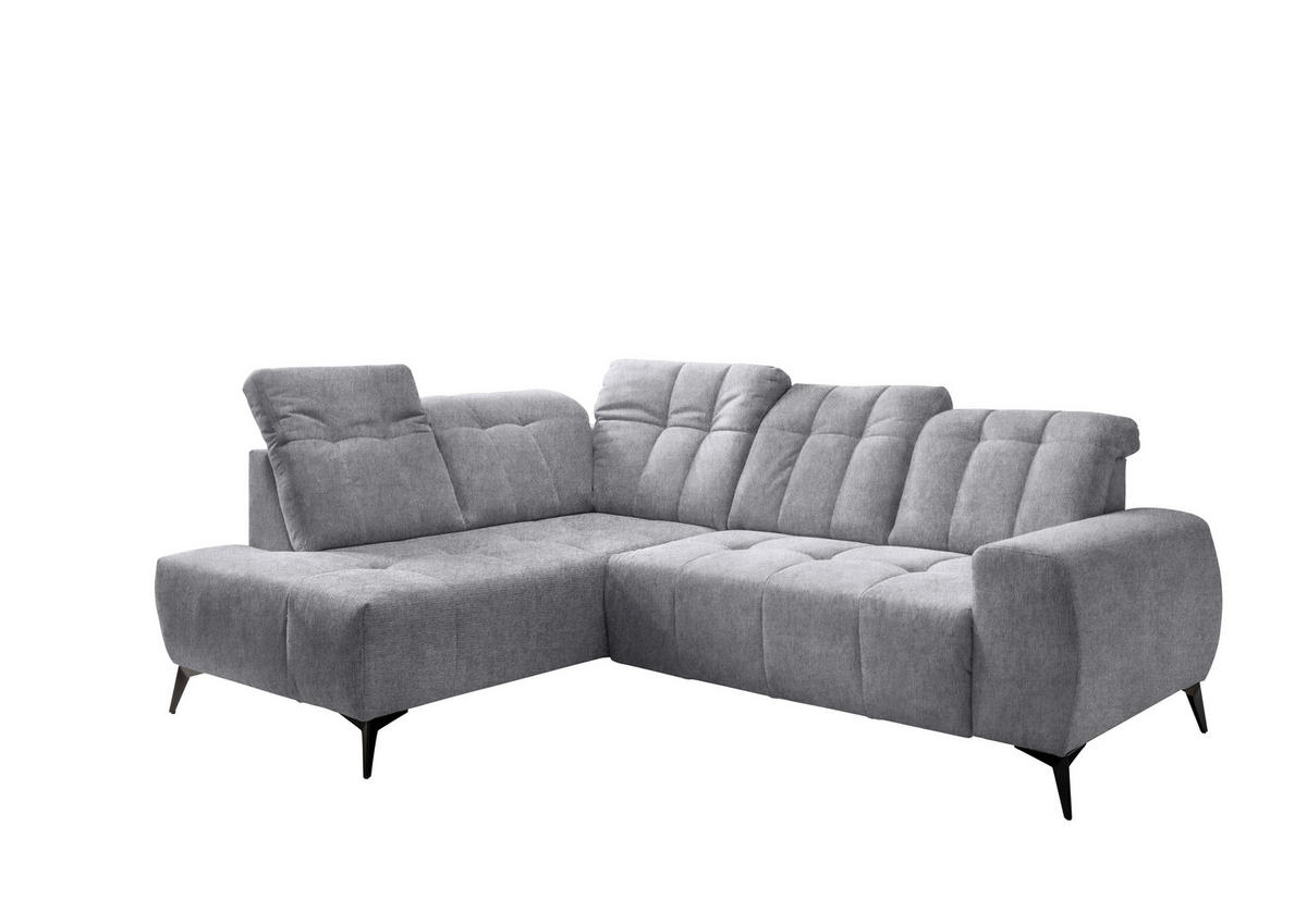 ECKSOFA in Mikrofaser Hellgrau  - Hellgrau/Schwarz, Modern, Textil/Metall (200/261cm) - Livetastic