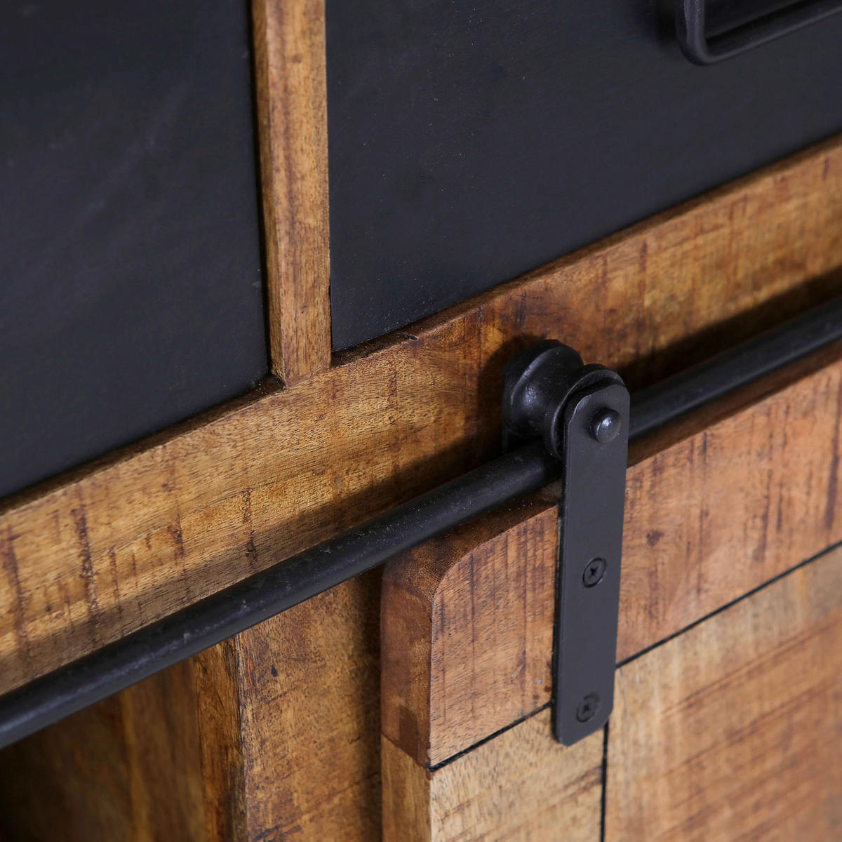 SIDEBOARD 195/85/45 cm  in Naturfarben  - Schwarz/Naturfarben, ROMANTIK / LANDHAUS, Holz/Metall (195/85/45cm) - Landscape