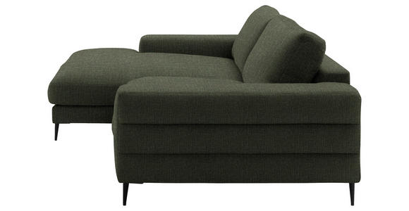 ECKSOFA  in Flachgewebe Dunkelgrün Rücken echt  177/253 cm  - Dunkelgrün/Schwarz, Design, Textil/Metall (177/253cm) - Dieter Knoll