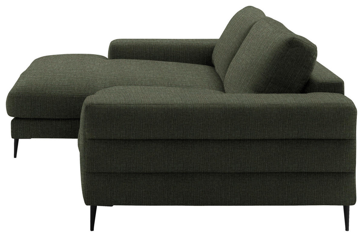 ECKSOFA in Flachgewebe Dunkelgrün  - Dunkelgrün/Schwarz, Design, Textil/Metall (177/253cm) - Dieter Knoll
