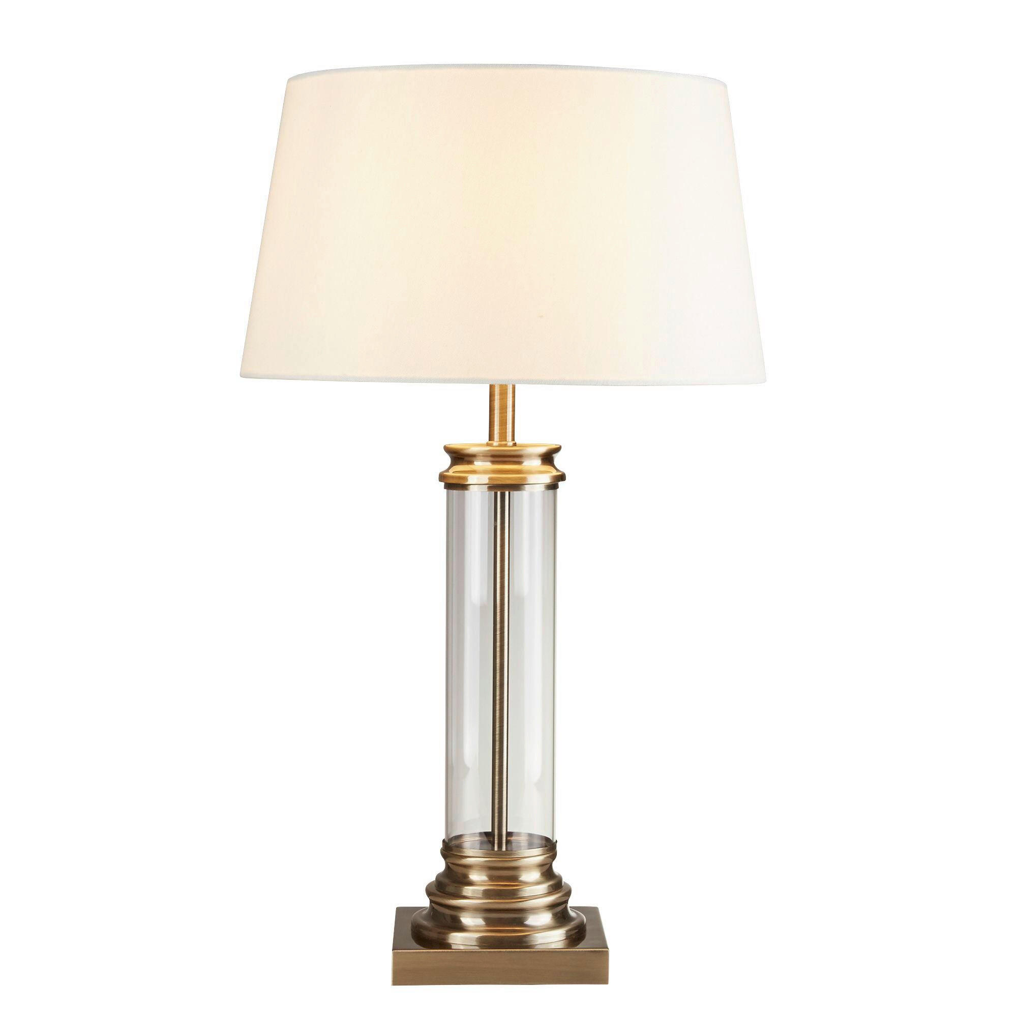 Searchlight Tischleuchte Pedestal Weiß, Messing 62 cm