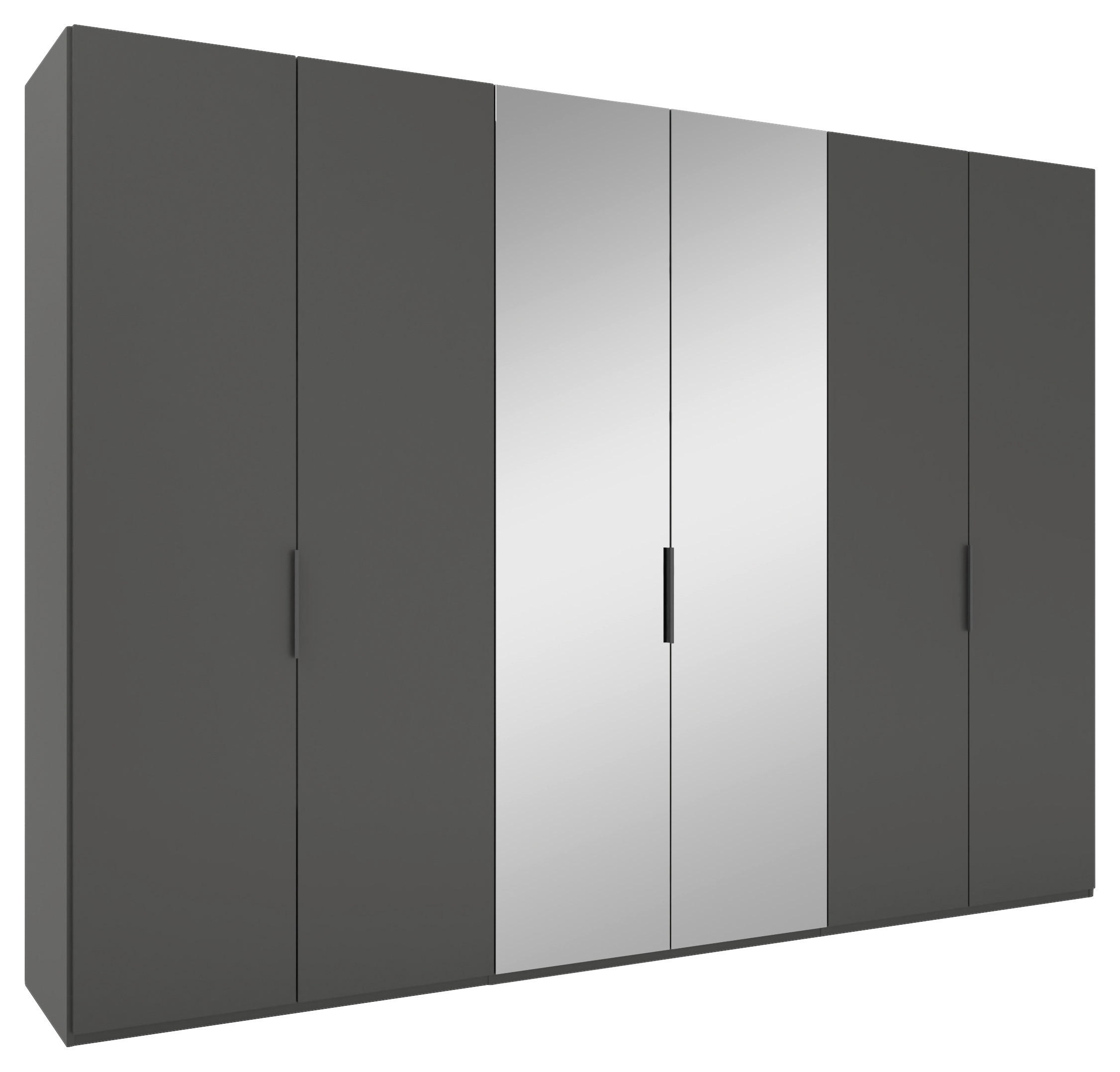 DREHTÜRENSCHRANK 300/223/62 cm 6-türig Anthrazit  - Anthrazit/Schwarz, KONVENTIONELL, Glas/Holzwerkstoff (300/223/62cm) - Novel