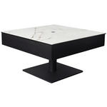 COUCHTISCH in Metall, Glas, Keramik, Holzwerkstoff 75/75/42-57 cm  - Schwarz/Weiß, Basics, Glas/Keramik (75/75/42-57cm) - Dieter Knoll