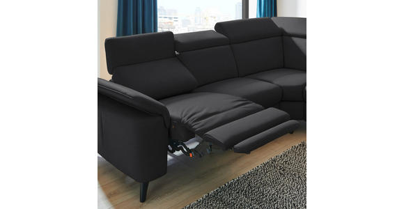 ECKSOFA in Echtleder Schwarz  - Schwarz, Design, Leder/Metall (285/239cm) - Cantus