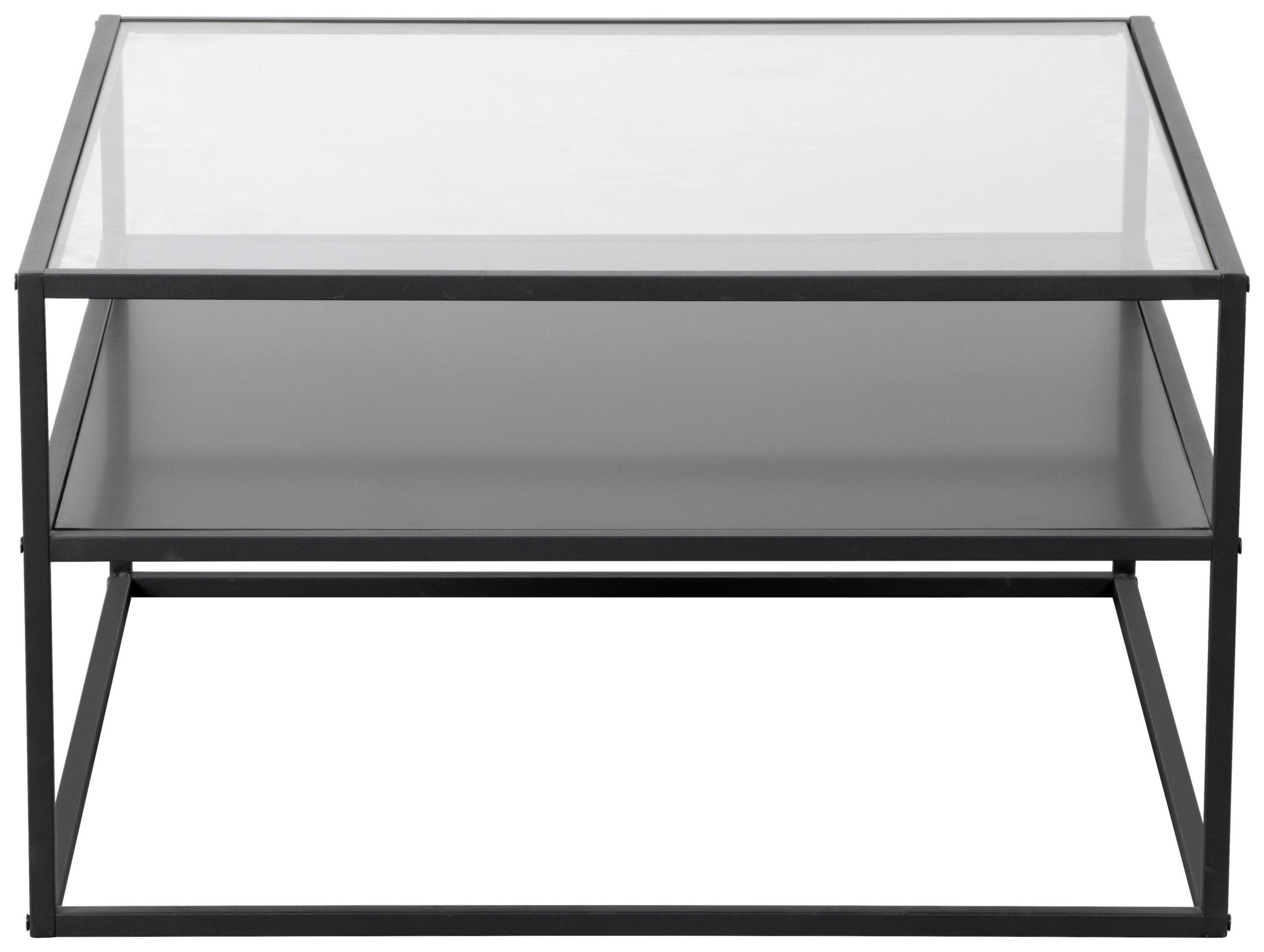 COUCHTISCH in Metall, Holzwerkstoff 70/70/43 cm - Schwarz, Design, Glas/Holzwerkstoff (70/70/43cm) - Boxxx