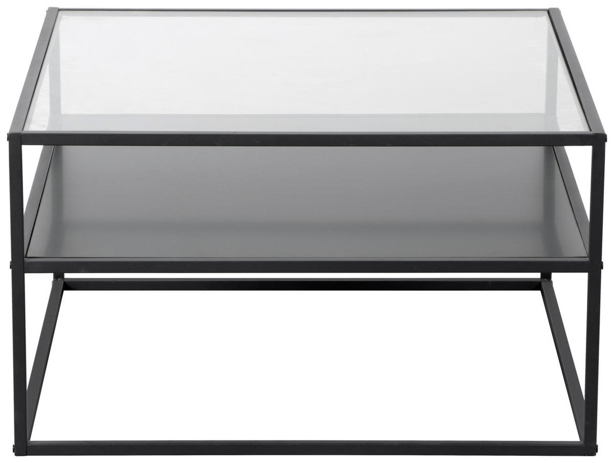COUCHTISCH in Metall, Holzwerkstoff 70/70/43 cm  - Schwarz, Design, Glas/Holzwerkstoff (70/70/43cm) - Boxxx