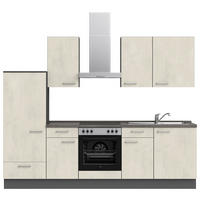 KÜCHENBLOCK 270 cm   in Weiß, Schieferfarben  - Schieferfarben/Edelstahlfarben, MODERN, Holzwerkstoff/Metall (270cm) - Nobilia