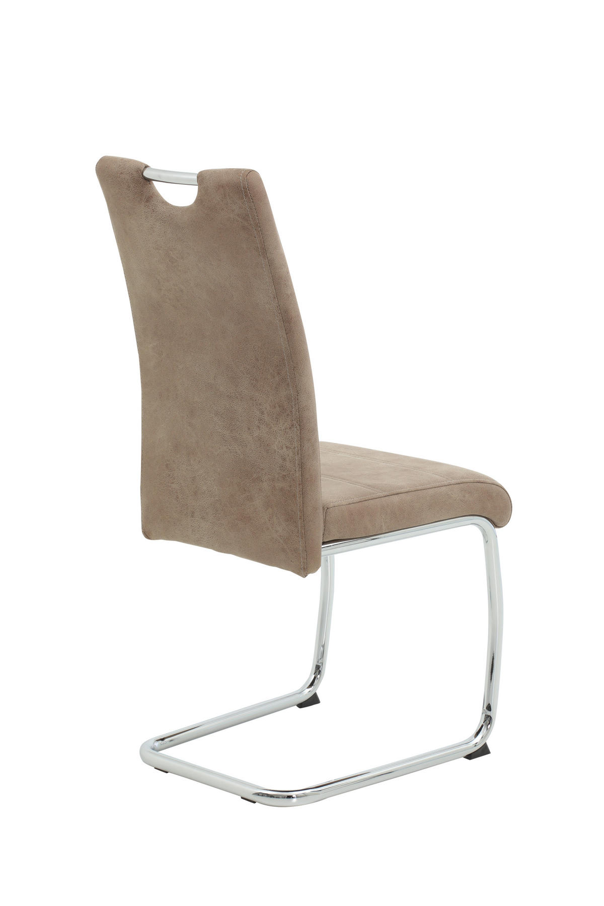 SCHWINGSTUHL-SET 2 Stück  in Stahl Lederlook  - Chromfarben/Beige, MODERN, Textil/Metall (43/98/59cm) - MID.YOU