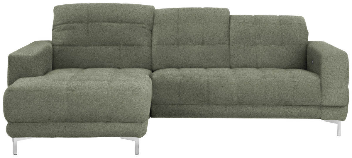 ECKSOFA in Webstoff Grün  - Chromfarben/Grün, Design, Textil/Metall (187/260cm) - Xora