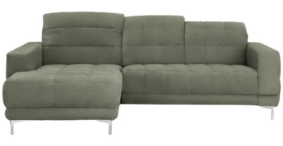 ECKSOFA in Webstoff Grün  187/260 cm  - Chromfarben/Grün, Design, Textil/Metall (187/260cm) - Xora