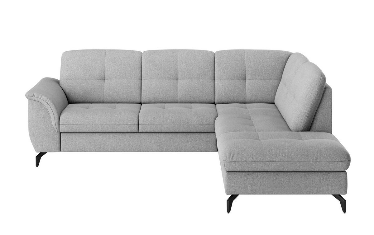 ECKSOFA ZORA E in Flachgewebe Grau  244/212 cm  - Schwarz/Grau, MODERN, Textil/Metall (244/212cm) - Sit & More