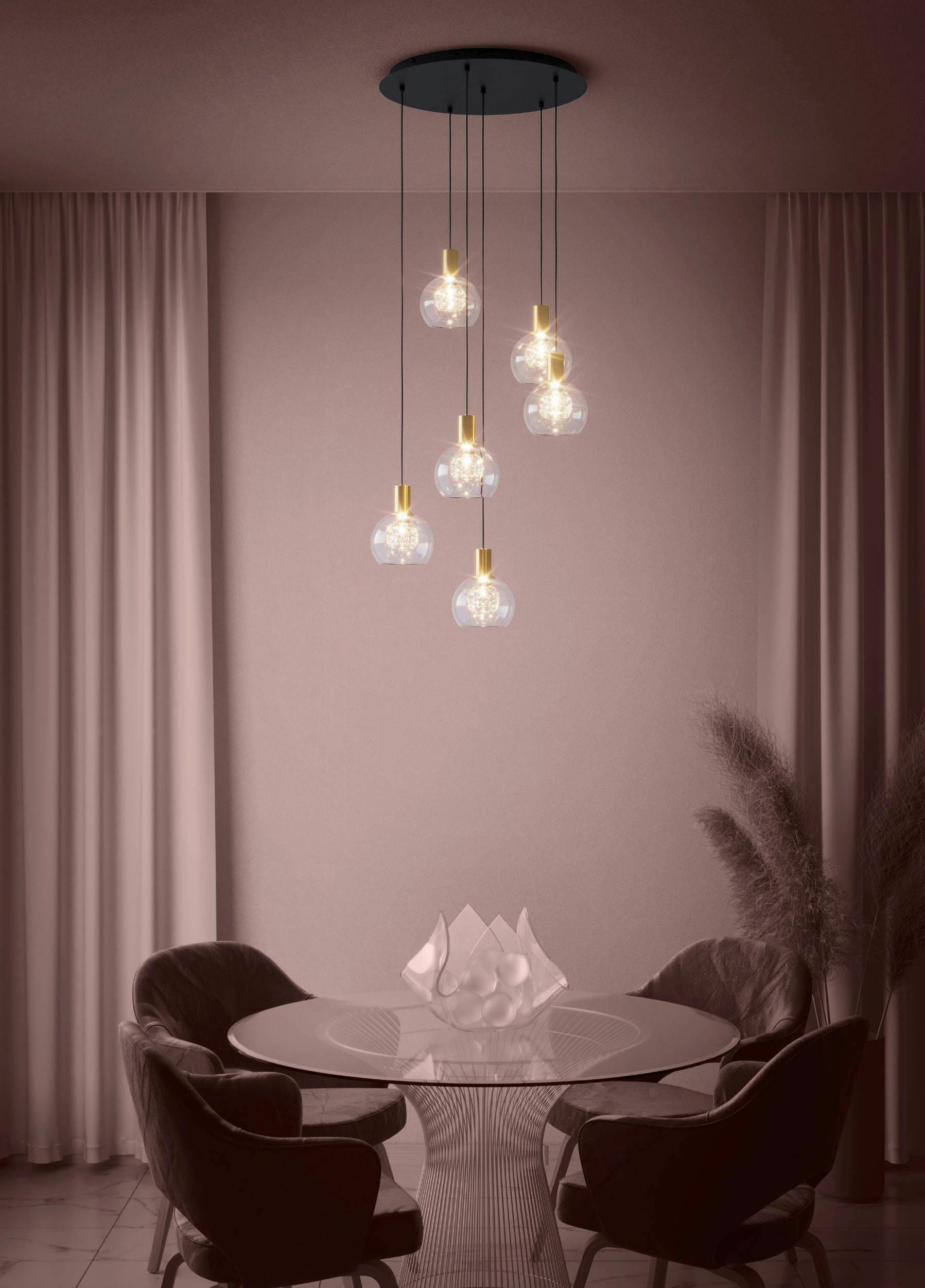 LED-HÄNGELEUCHTE 54/150 cm  - Messingfarben/Schwarz, KONVENTIONELL, Glas/Metall (54/150cm)