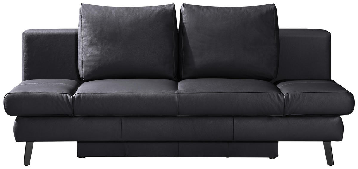SCHLAFSOFA in Echtleder Anthrazit  - Anthrazit/Schwarz, Konventionell, Leder/Metall (200/85/90cm) - Novel