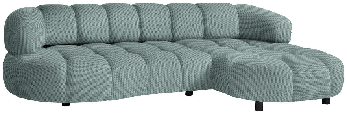 ECKSOFA in Webstoff Mintgrau  - Mintgrau/Schwarz, Design, Holz/Textil (284/183cm) - Welnova