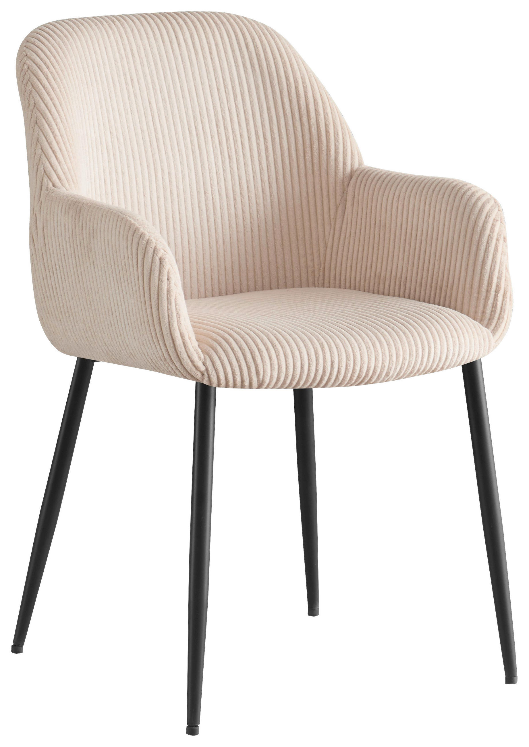 ARMLEHNSTUHL  Stoffauswahl, inklusive Armlehnen Cord  - Beige/Schwarz, Design, Textil/Metall (57/85/60cm) - Xora
