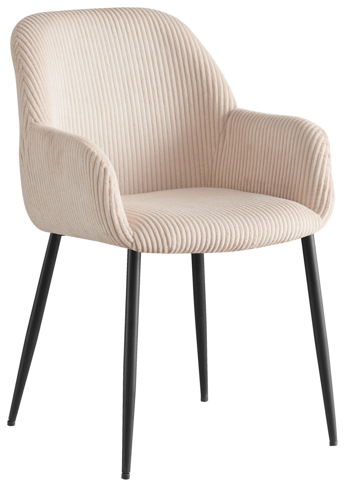 ARMLEHNSTUHL  Stoffauswahl, inklusive Armlehnen Cord  - Beige/Schwarz, Design, Textil/Metall (57/85/60cm) - Xora