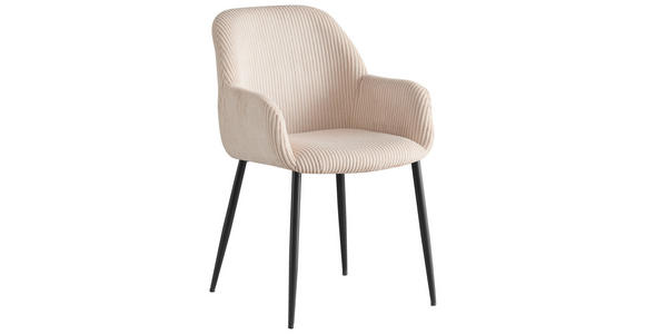 ARMLEHNSTUHL  Stoffauswahl, inklusive Armlehnen Cord  - Beige/Schwarz, Design, Textil/Metall (57/85/60cm) - Xora