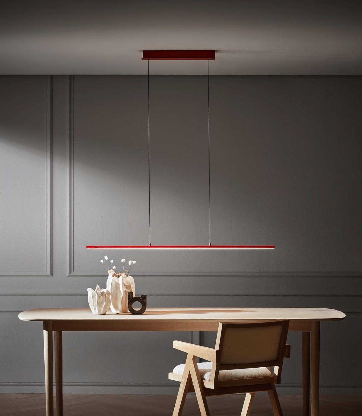LED-HÄNGELEUCHTE 121/20/150 cm  - Rot, Design, Metall (121/20/150cm) - Hell