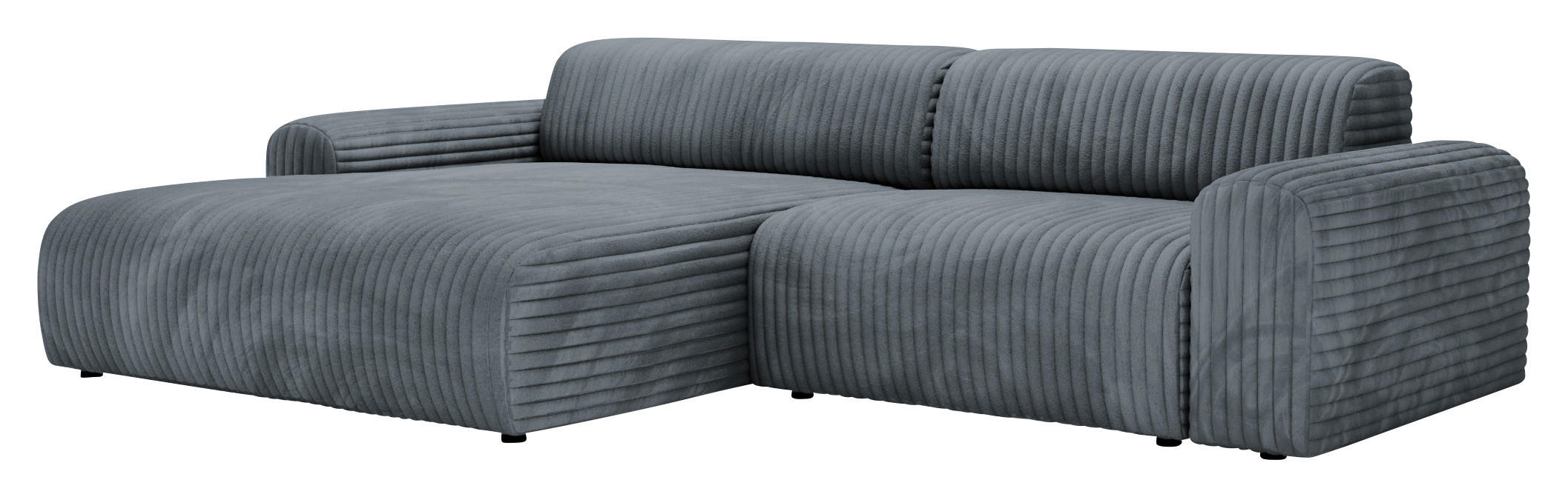 ECKSOFA in Cord Blaugrau  - Blaugrau/Schwarz, Design, Kunststoff/Textil (178/292cm) - Livetastic