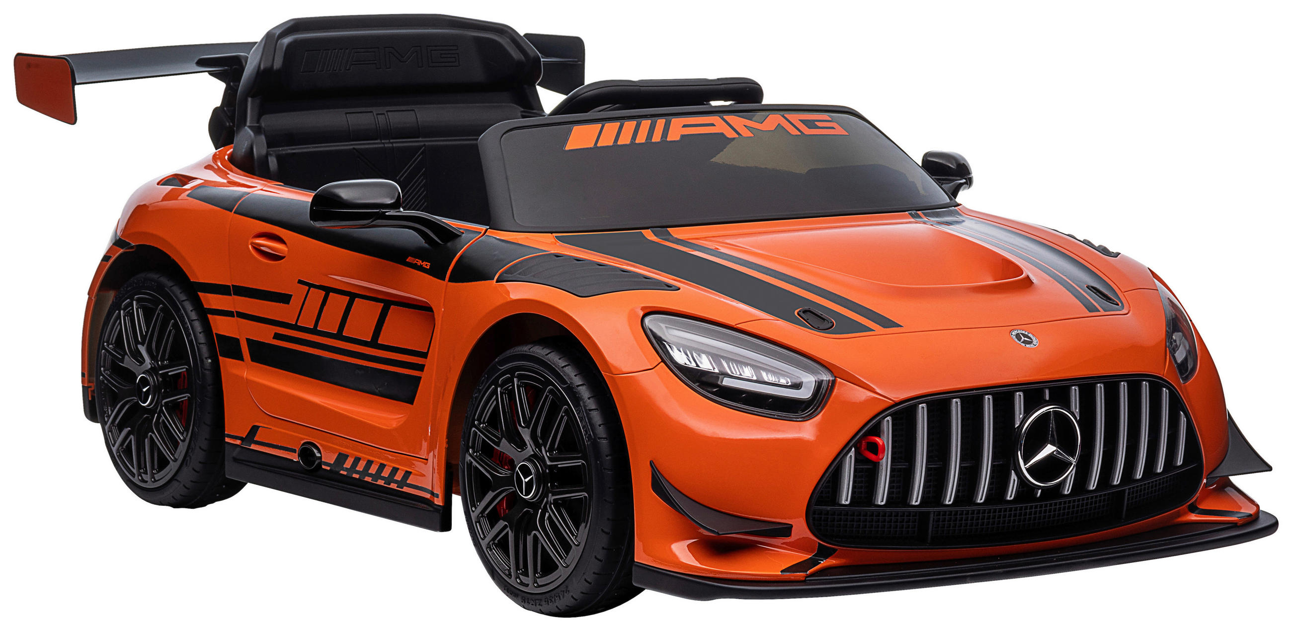 ELEKTRO-KINDERAUTO  - Schwarz/Orange, KONVENTIONELL, Kunststoff/Metall (115/58/29cm) - Atrigo
