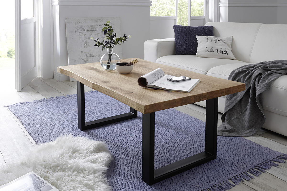 KONFERENČNÝ STOLÍK, čierna, farba duba, drevo, kov, 110/70/45 cm - čierna/farba duba, Design, kov/drevo (110/70/45cm) - Valnatura