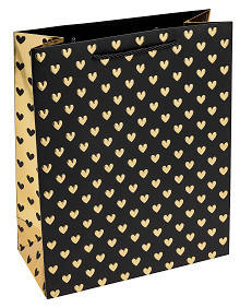 GESCHENKTASCHE  - Schwarz Hochglanz, Basics, Papier (18/23/10cm)