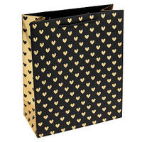 GESCHENKTASCHE  - Schwarz Hochglanz, Basics, Papier (18/23/10cm)