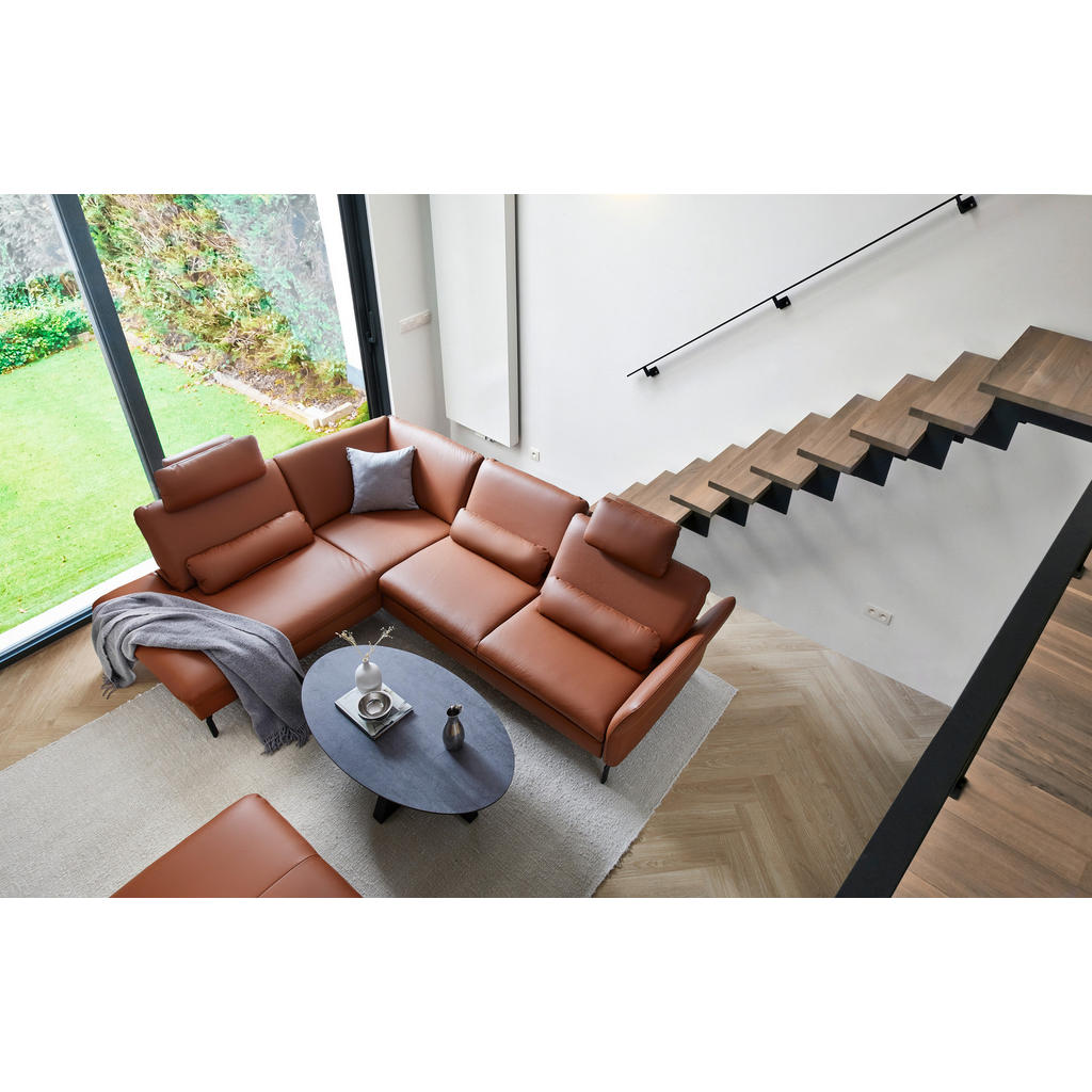 Thumbnail - Beldomo Premium Ecksofa Beldomo premium, Rotbraun, Leder, Echtleder, Rindleder, 4-Sitzer, nicht einzeln stellbar, Ecktei...