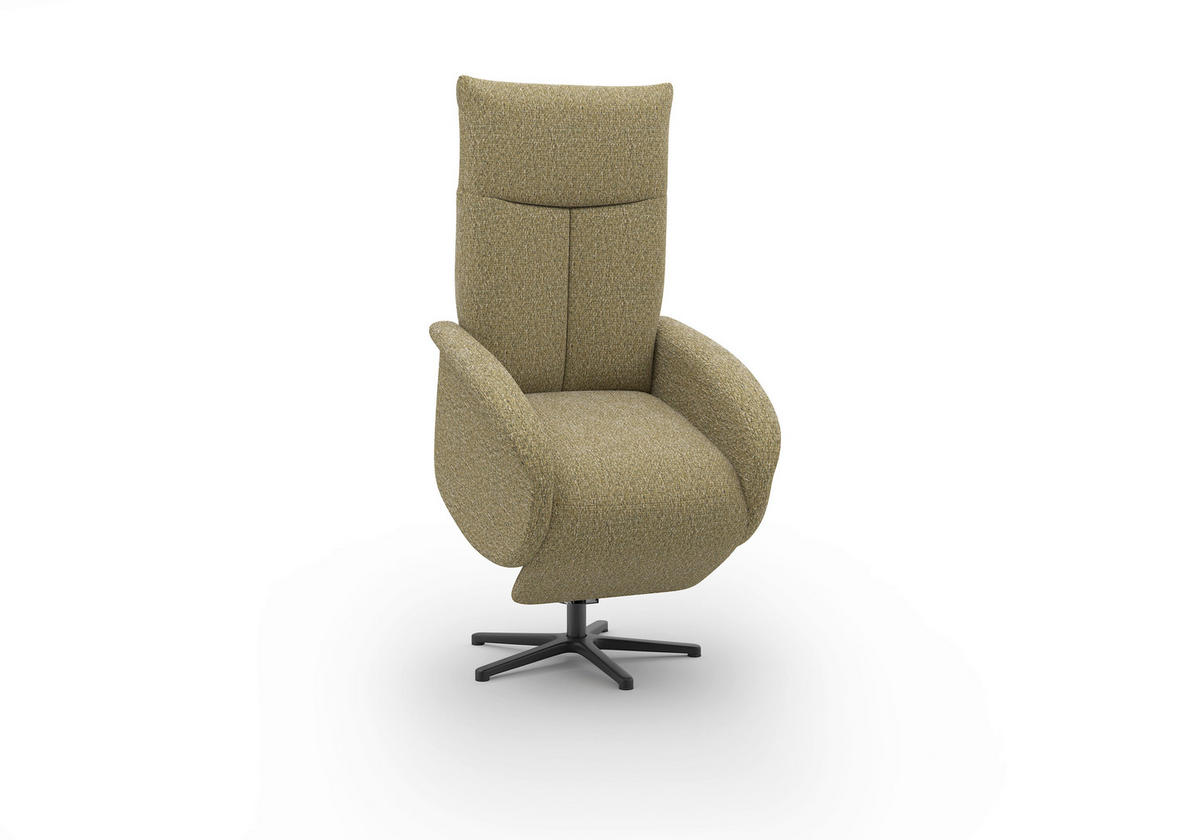 RELAXSESSEL GLENDALE E Chenille Kopfteilverstellung, Rücken echt    - Schwarz/Olivgrün, KONVENTIONELL, Textil/Metall (75/112/82cm) - Sit & More