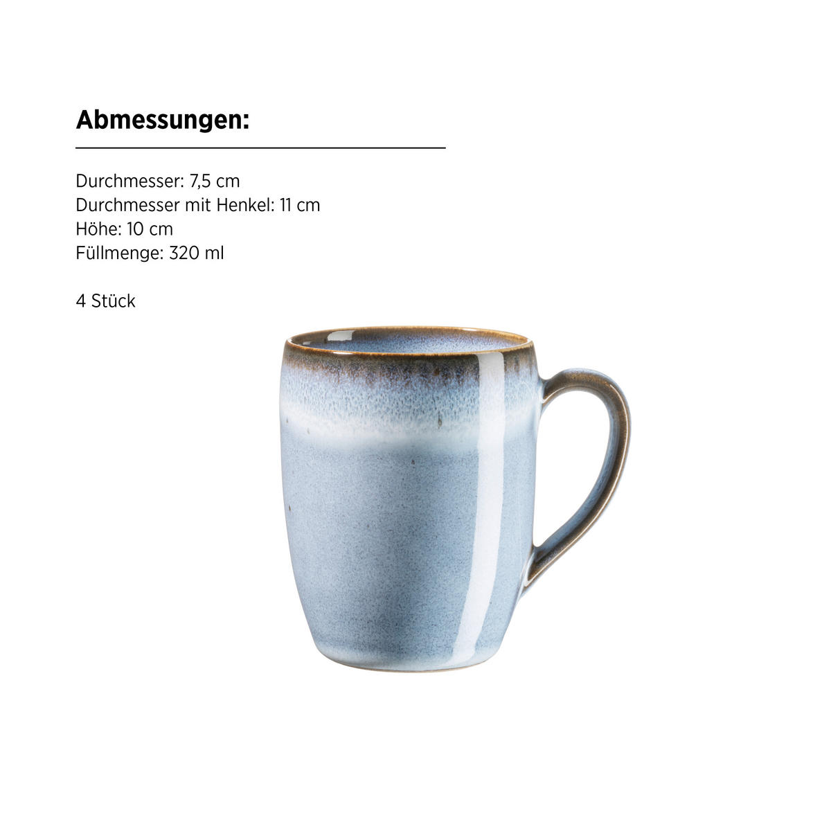 FRÜHSTÜCKSSERVICE Blau SMOKY'S  - Blau, Basics, Keramik - Mäser