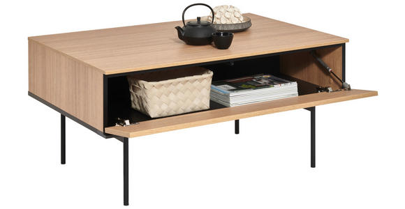 COUCHTISCH - Eichefarben/Schwarz, Basics, Holzwerkstoff/Metall (100/68/49cm) - Hom`in