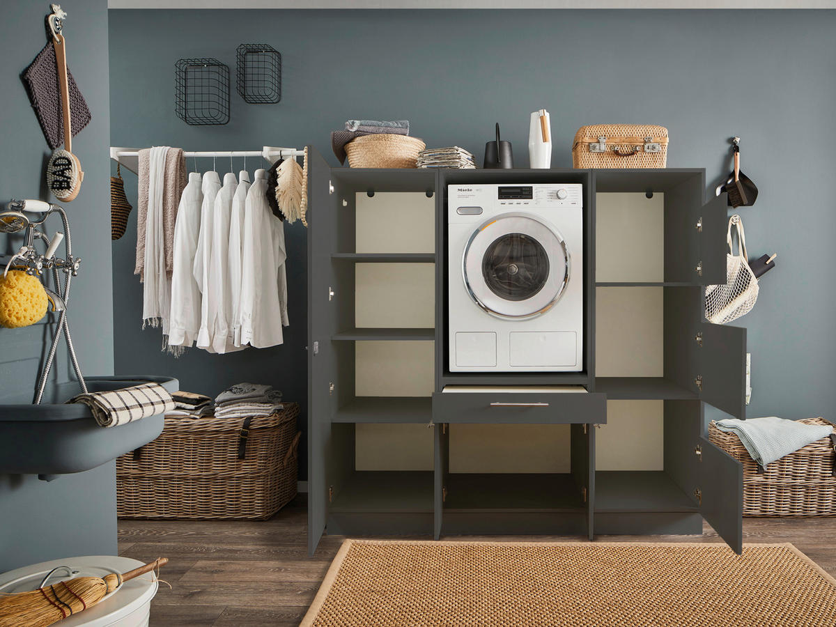 MEHRZWECKSCHRANK 50/162/67,5 cm  in Anthrazit  - Anthrazit/Silberfarben, Design, Holzwerkstoff/Metall (50/162/67,5cm)